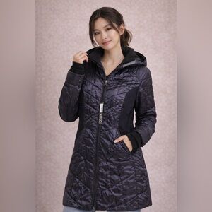 XOXO midnigh blue long puffer jacket for women
